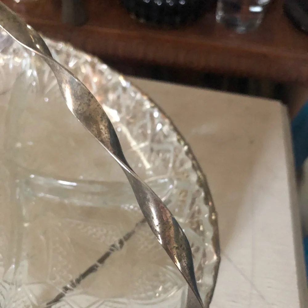 Vintage Silver & Glass Divided Dish Serving Platter